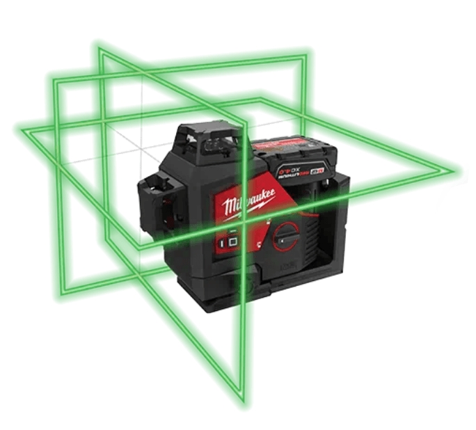Milwaukee 4933478102 M12 3PL-401C Kruislijnlaser met 3 groene 360° laser cirkels 12V 4.0Ah Li-ion