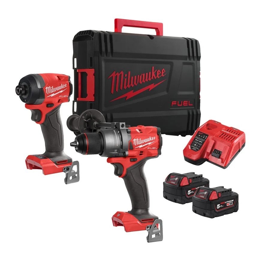 Milwaukee 4933480873 M18 FPP2A3-502X Powerpack 18V 5,0Ah Li-Ion - M18FPD3 Klopboor + M18FID3 Slagschroever in koffer 4933480873