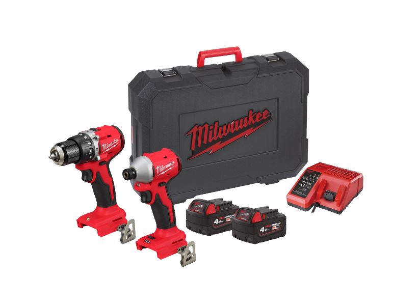 Milwaukee 4933492827 M18 BLCPP2A-402C Powerpack 18V 4,0Ah Li-Ion - M18BLPDRC Klopboor + M18BLIDRC Slagschroever