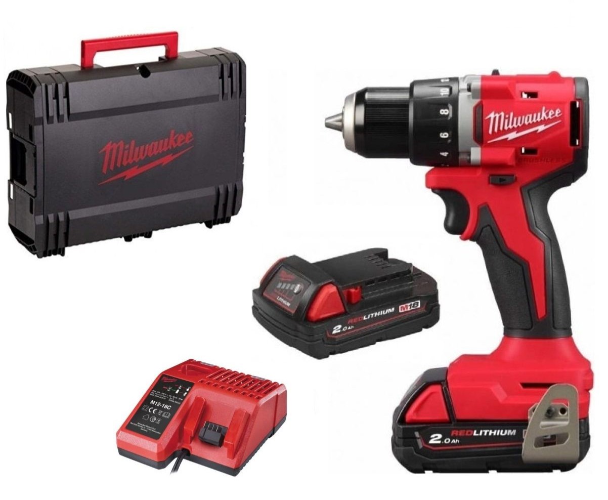 Milwaukee 4933492833 M18 BLDDRC-202C Accu Boorschroefmachine 18V 2.0Ah Li-Ion