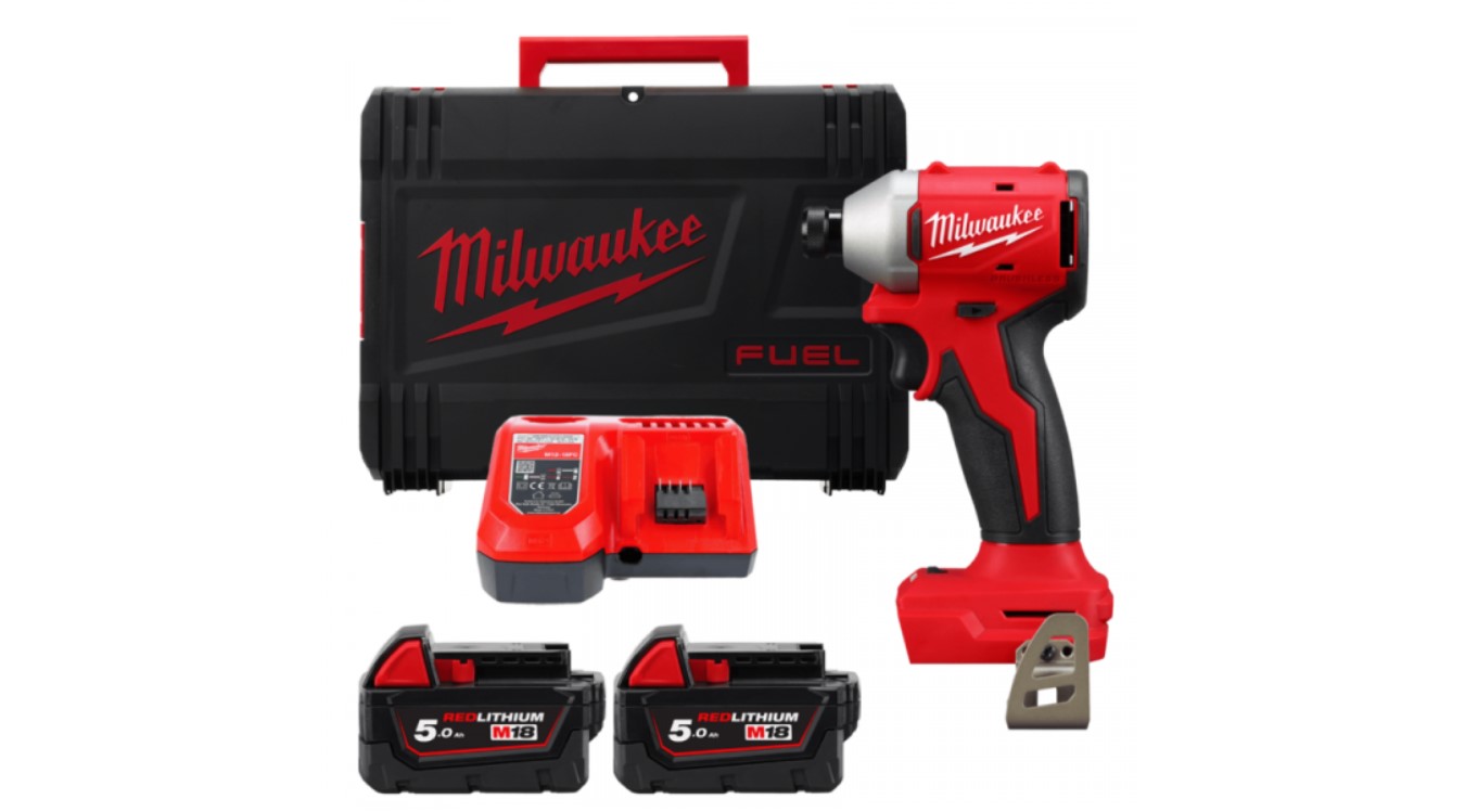 Milwaukee 4933492843 M18 BLIDR-502X Koolborstelloze 1/4"Hex Slagschroevendraaier 18V 5.0Ah Li-Ion in HD-Box