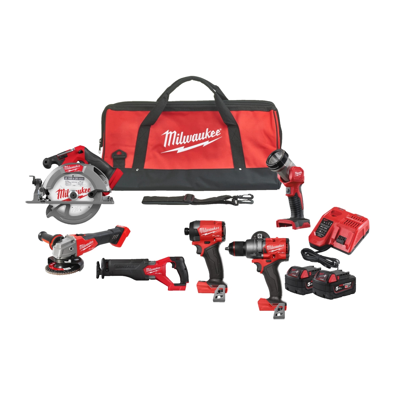 Milwaukee 4933498658 M18 FPP6G3-502B M18 FUEL&trade; Powerpack 6 machines 18V 5.0Ah Li-Ion in tas 4933480874