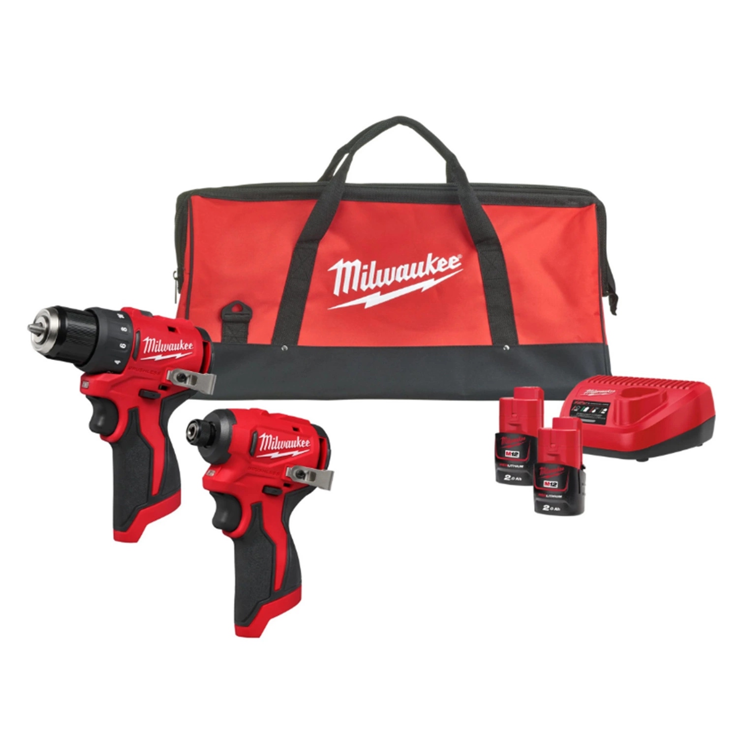 Milwaukee 4933500139 M12 BLPP2D Powerpack 2 machines 2x 2,0Ah en lader in Contactor bag