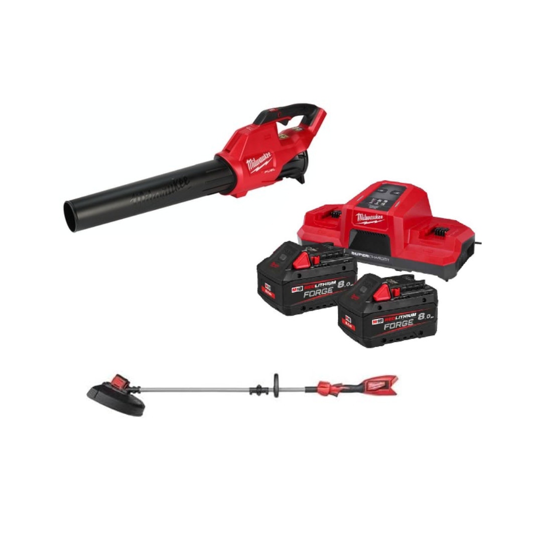Milwaukee 4933500229 M18 Combipack Accu-bladblazer- en kantensnijder 2x 18V 8,0Ah accu en lader