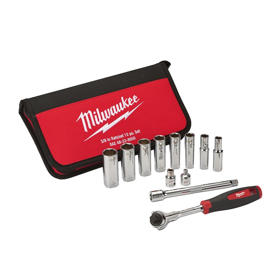 Milwaukee Accessoires 48229001 48-22-9001 Dopsleutelset 3/8" Metrisch 10-19 mm 12-delig