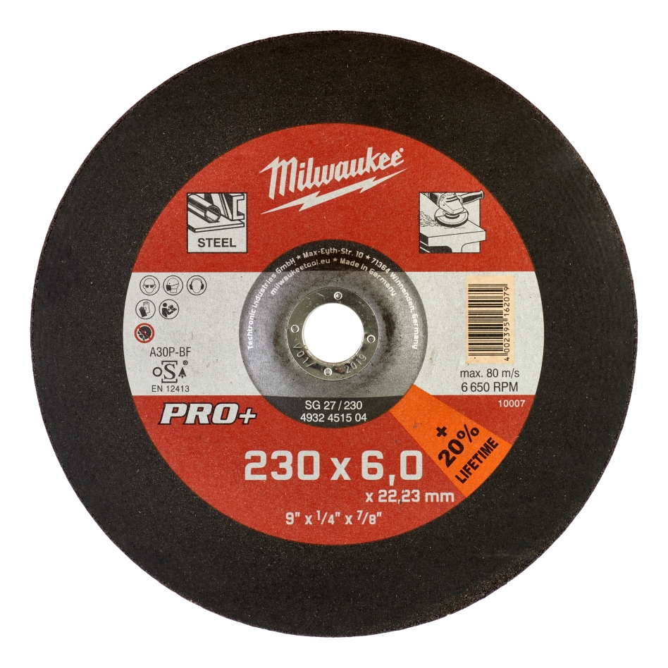 Milwaukee Accessoires 4932451504 Metaalafbraamschijf SG27 230 x 6 mm PRO+ (te bestellen per 10)