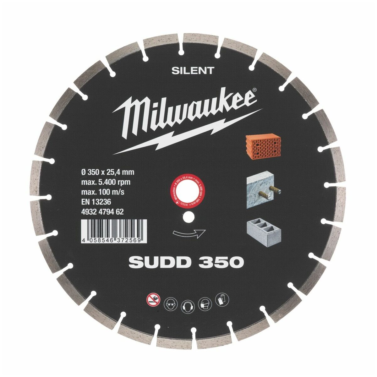 Milwaukee Accessoires 4932479462 Diamantslijpschijf SUDD 350 mm - Premium Silent Disc