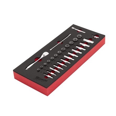Milwaukee Accessoires 4932479824 1/4'' Ratel en Doppen Set in Foam Inlay 28-delig