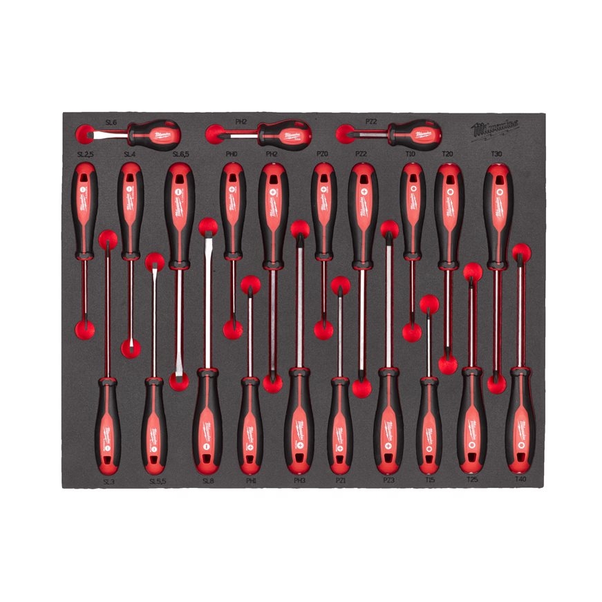 Milwaukee Accessoires 4932479830 Tri-Lobe Schroevendraaierset in Foam Inlay 23-delig