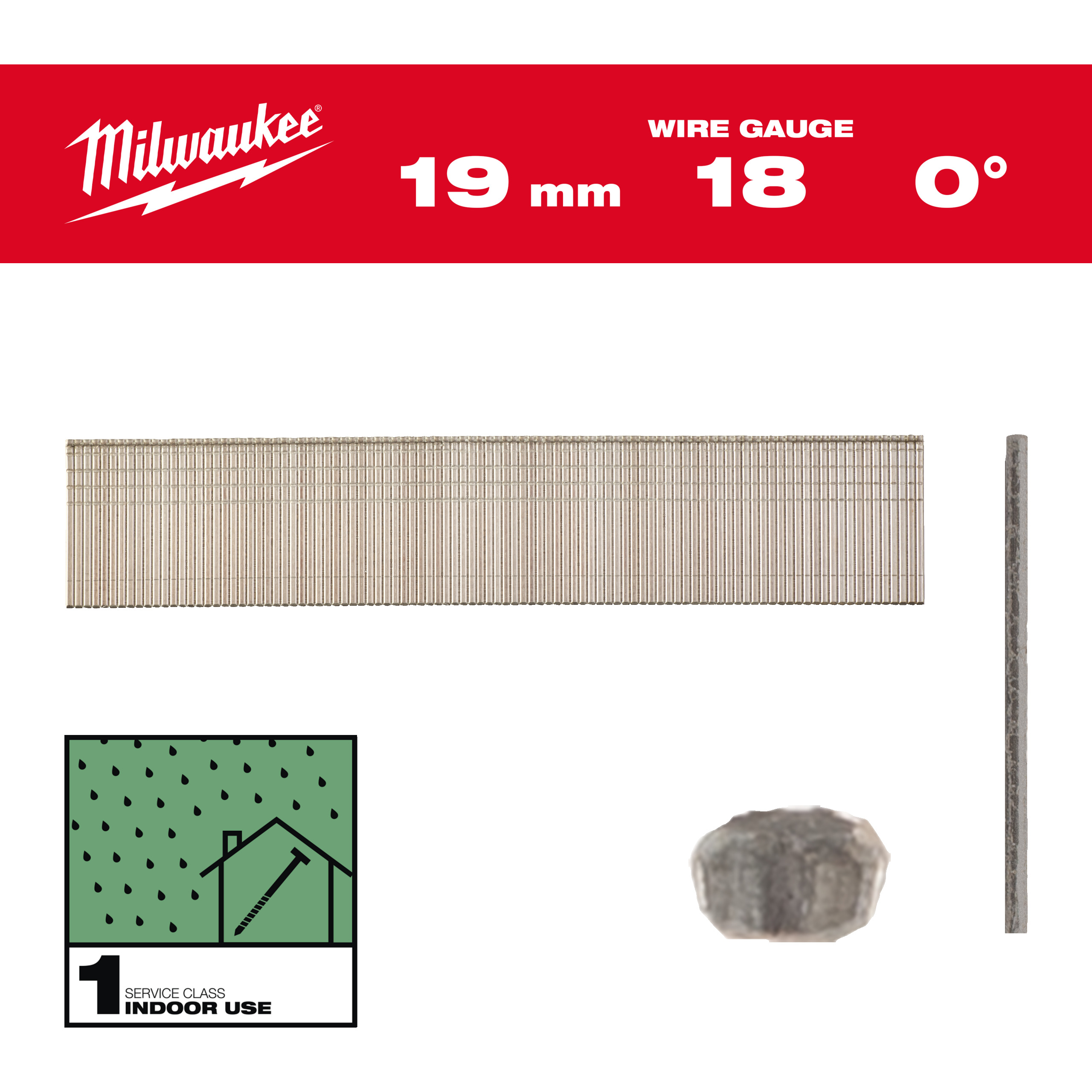 Milwaukee Accessoires 4932492550 Mini Brad spijkers, 18 gauge, dunne kop 18G / 19 mm / RC / G / SC1 - 10.000 pc