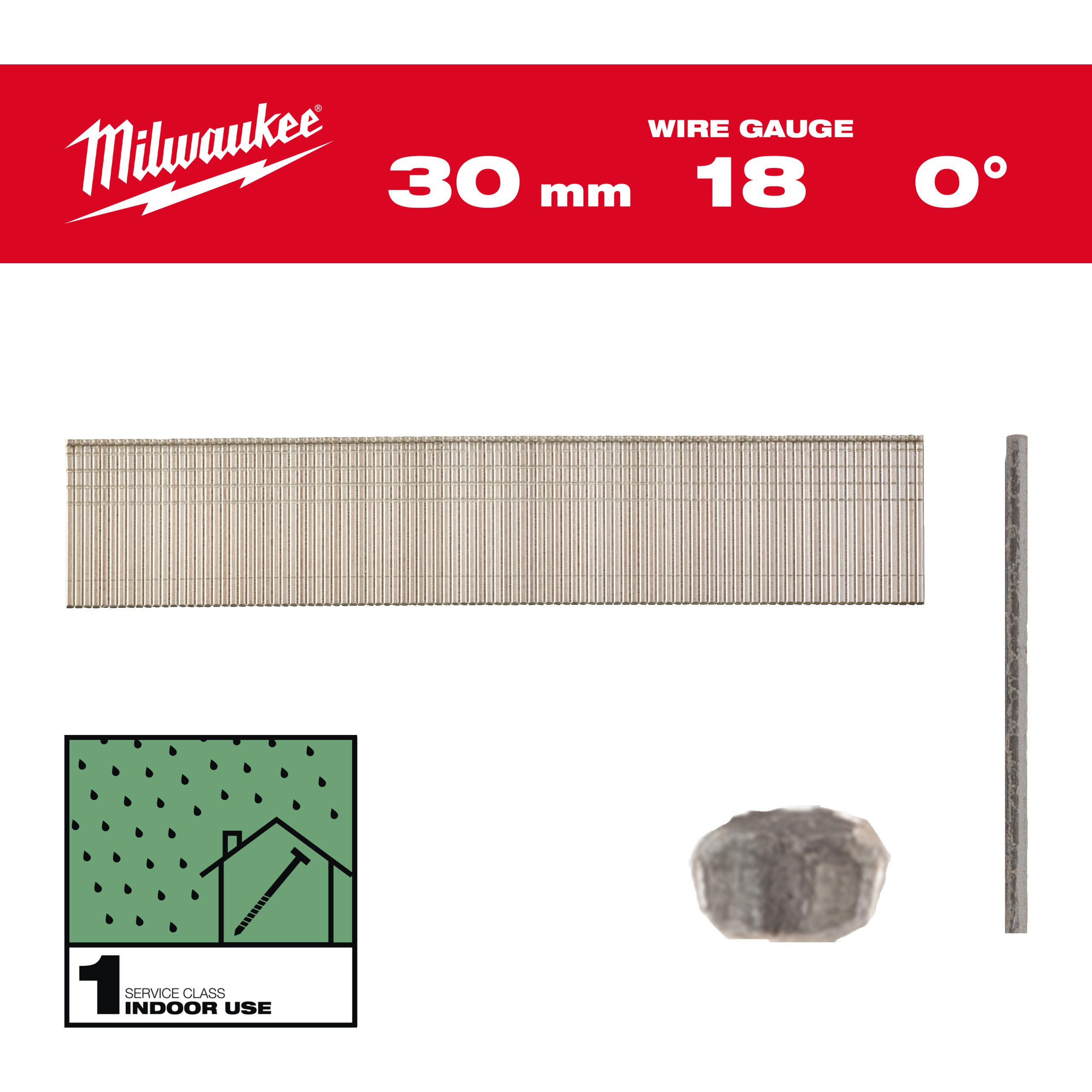 Milwaukee Accessoires 4932492552 Mini Brad spijkers, 18 gauge, dunne kop 18G / 30 mm / RC / G / SC1 - 5.000 pc