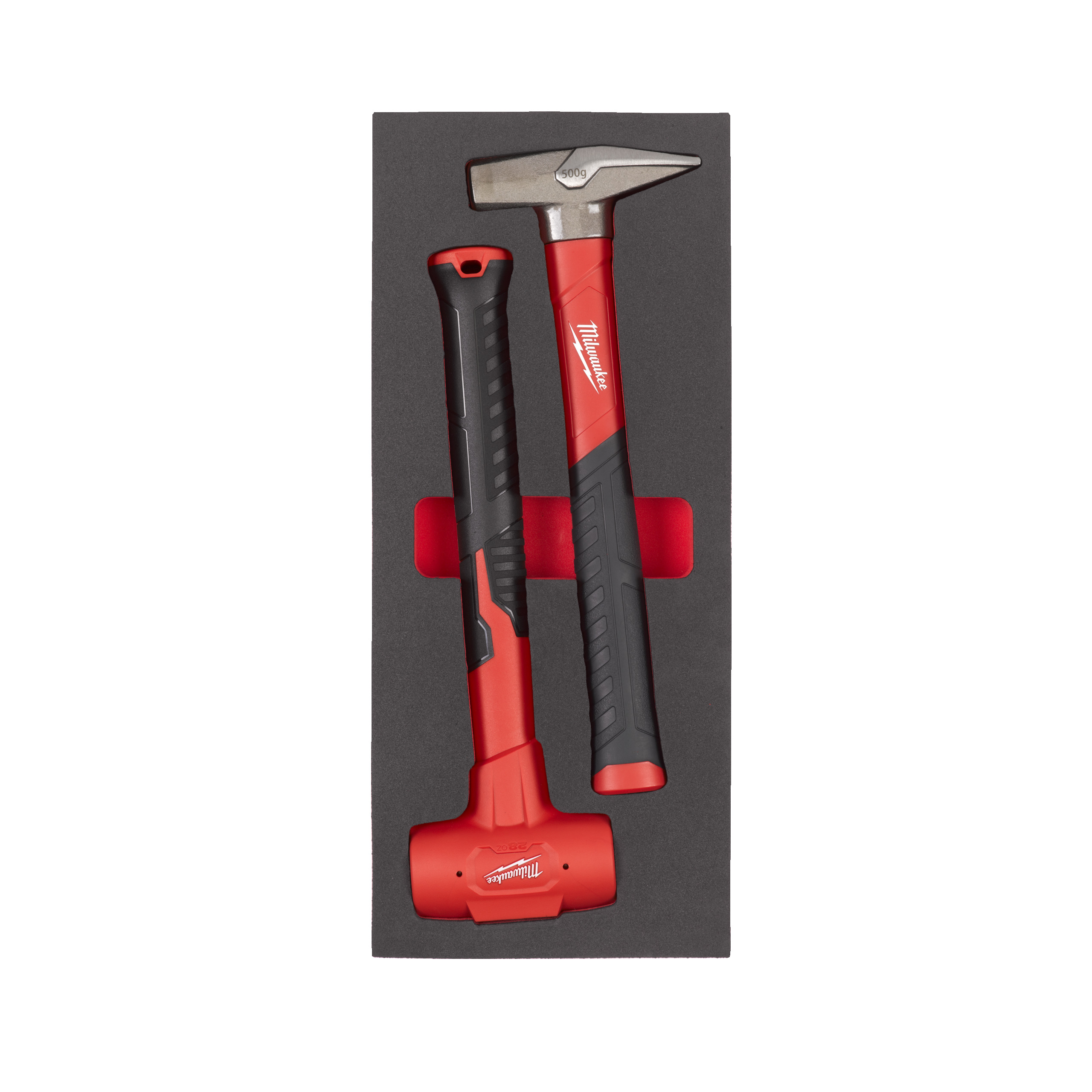 Milwaukee Accessoires 4932493253 Foam inlay bankhamer fiberglas 500g en terugslagvrije hamer 790g (2-delig)