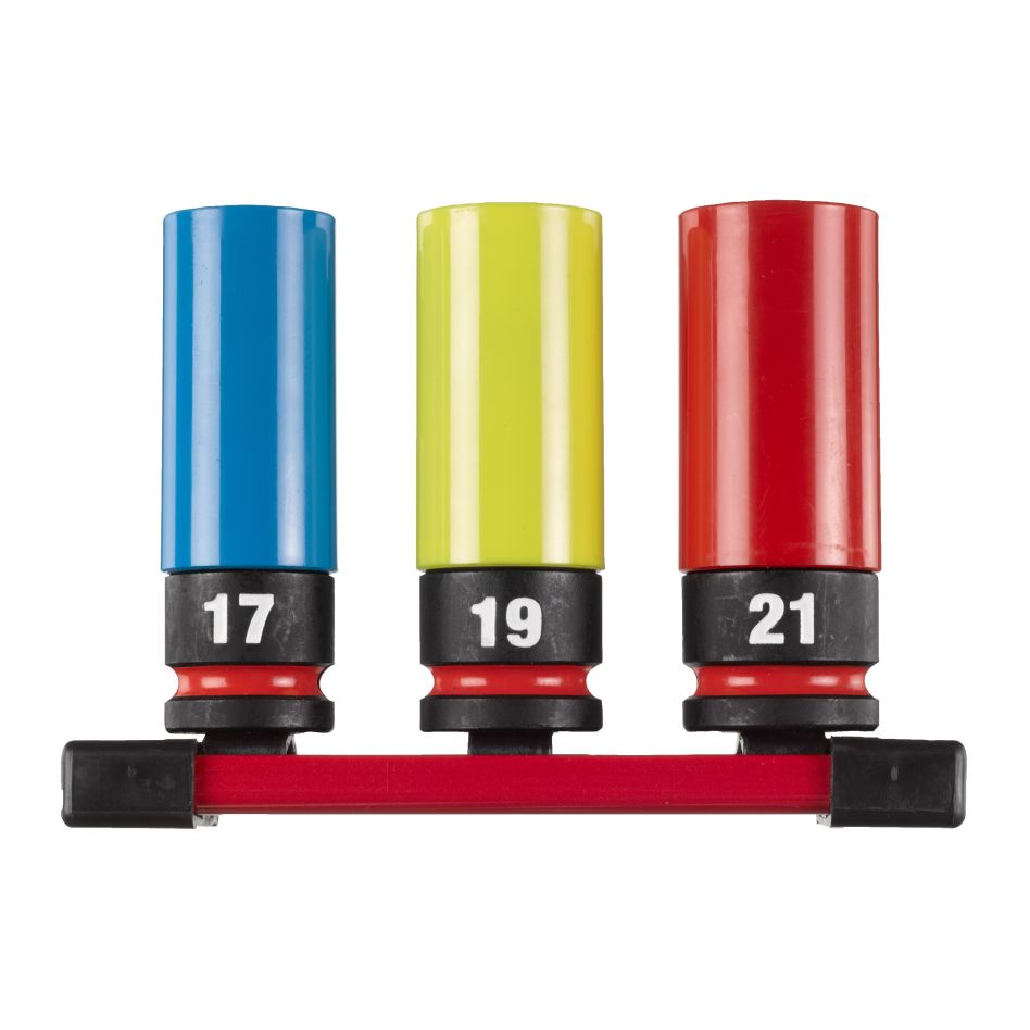 Milwaukee Accessoires 4932493370 SHOCKWAVE 1/2 Slagmoer Doppenset met sleeve 17/19/21 mm