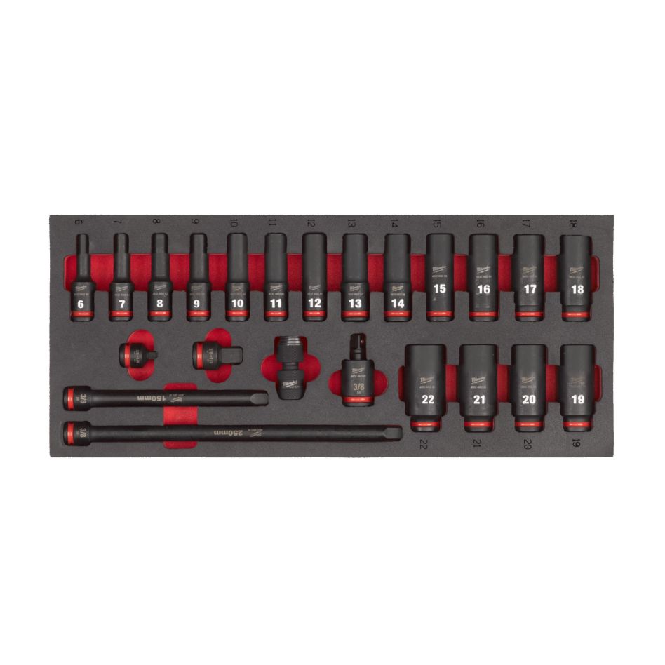 Milwaukee Accessoires 4932493390 Foam inlay ⅜" Doppenset 23-delig