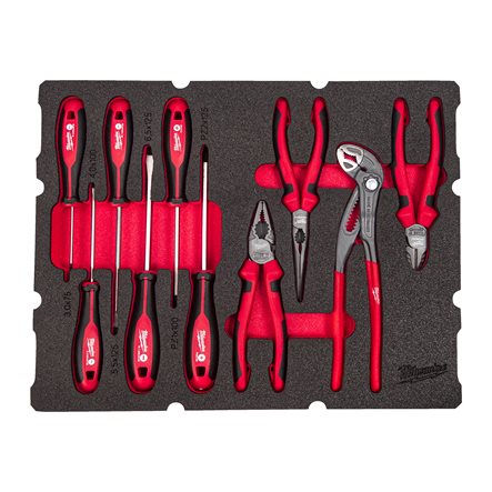 Milwaukee Accessoires 4932493638 Schroevendraaier en tangen Set PACKOUT Foam Inlay 10-delig