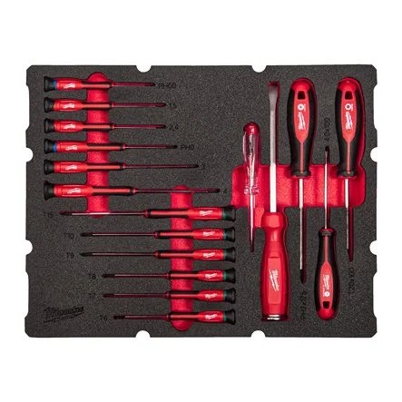 Milwaukee Accessoires 4932493644 Precisie Schroevendraaierset PACKOUT Foam Inlay 17-delig