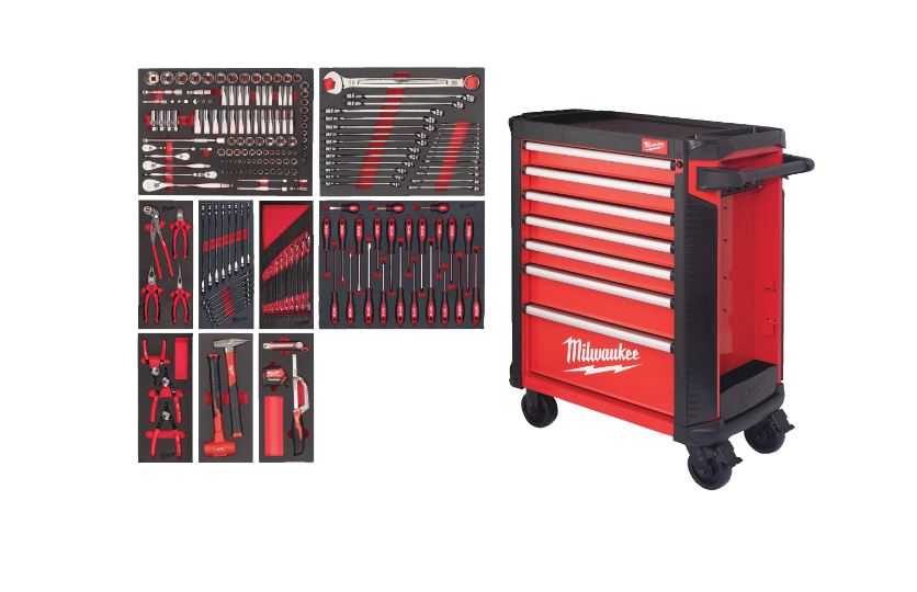 Milwaukee Accessoires 4932498185 TOOLGUARD Gevulde 30" /78 cm 7-laags stalen gereedschapswagen 206-delig 4932498185