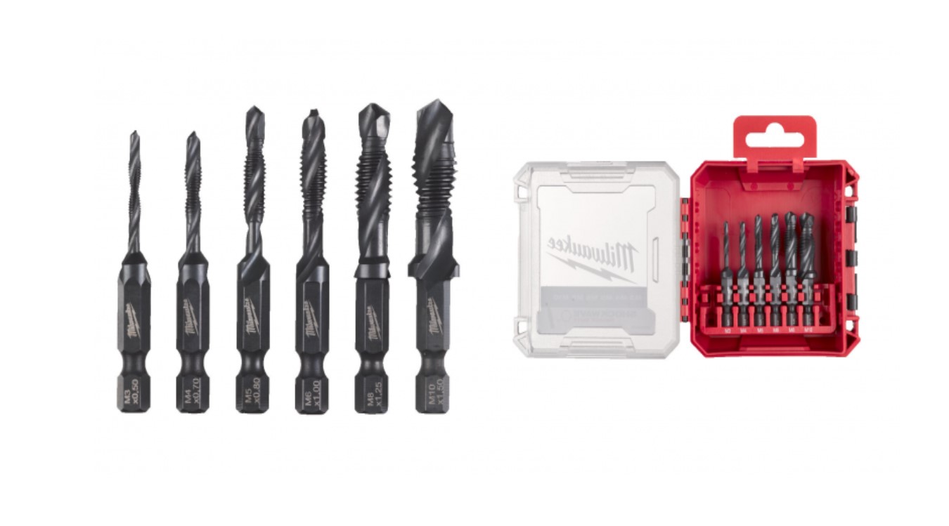 Milwaukee Accessoires 4932498267 SHOCKWAVE 3-in-1 Draadtapper HEX HSS-G 6-delige Set in PACKOUT Ready box