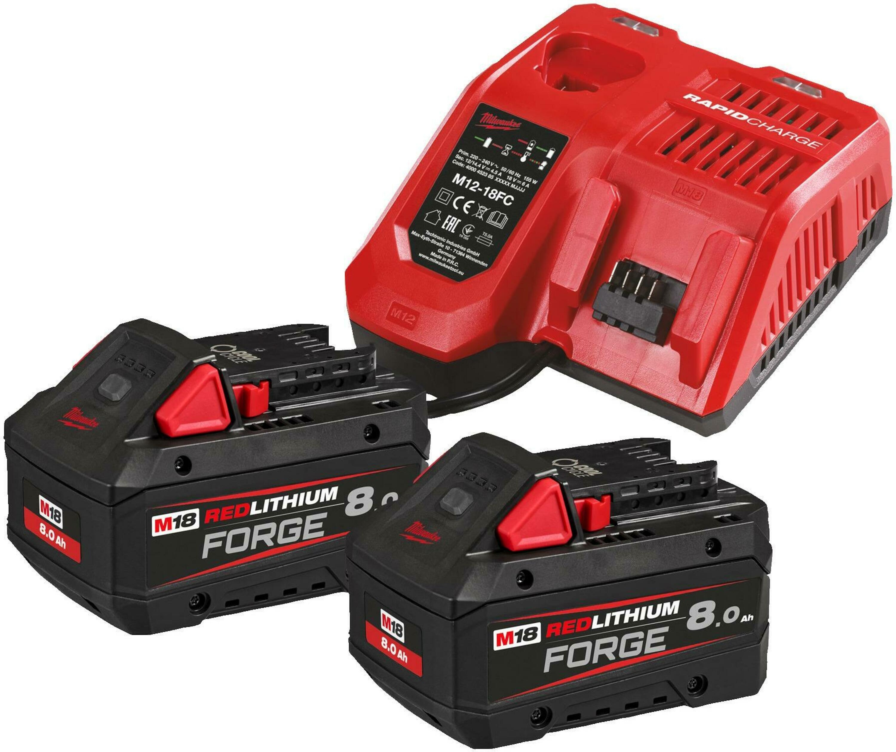 Milwaukee Accessoires 4933498612 M18 FORGENRG-802 accu-set (2x 8,0Ah accu + M12-18 FC lader)