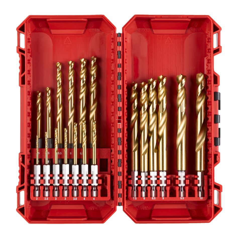 Milwaukee Accessoires 4932499763 SHOCKWAVE RED HEX Set PACKOUT Ready Box Metaalborenset HSS-G 19-delig