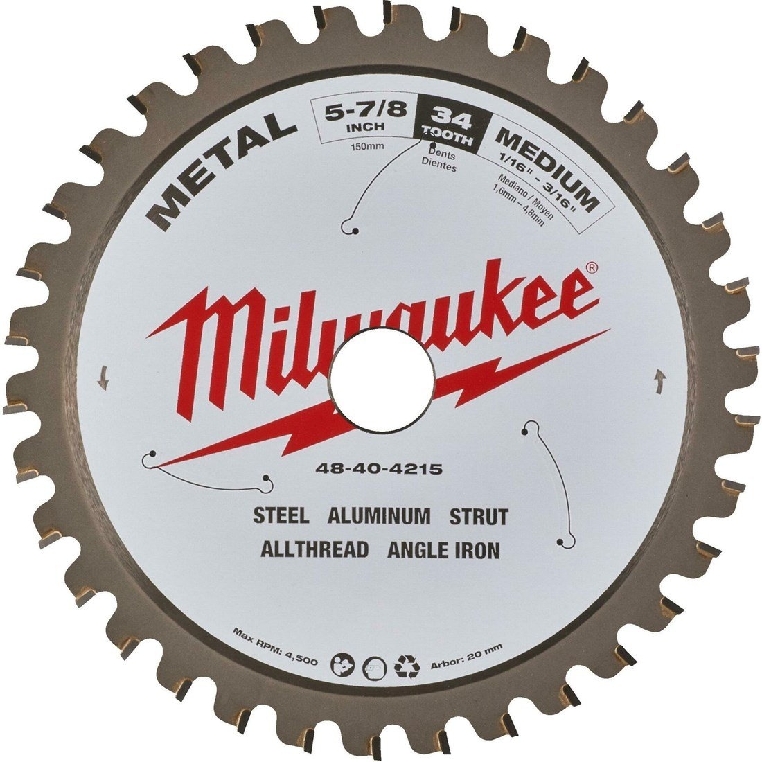 Milwaukee Accessoires 4932501142 Cirkelzaagblad metaal 203 x 5/8" x 1,8 50T