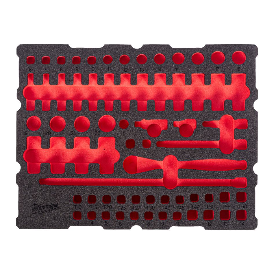 Milwaukee Accessoires 4932501867 Foam Inlay PACKOUT ¼” ratel- en dopsleutelset 68-delig