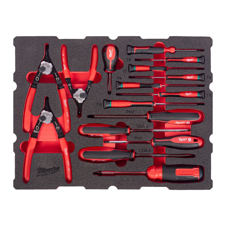 Milwaukee Accessoires 4932501876 Foam Inlay PACKOUT schroevendraaiers- en borgveertangenset 44-delig