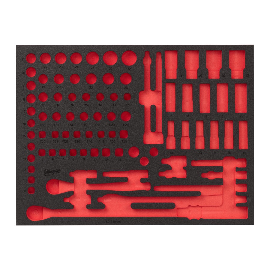Milwaukee Accessoires 4932502090 Lege foam inlay 1/2" Ratel- en krachtdoppenset 85-delig
