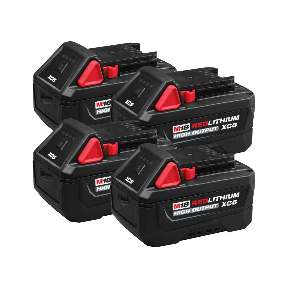 Milwaukee Accessoires M18B5QUARTET M18 HB5 HIGH OUTPUT 4-pack - 4x Accu 18V 5.0Ah Li-Ion