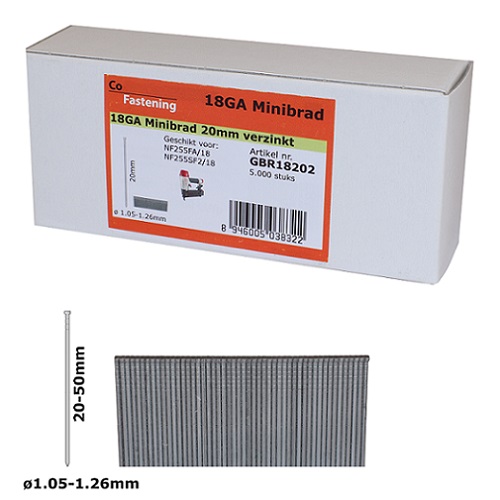 Co-Fastening GBR18503 Minibrads 18ga RVS - 50 mm