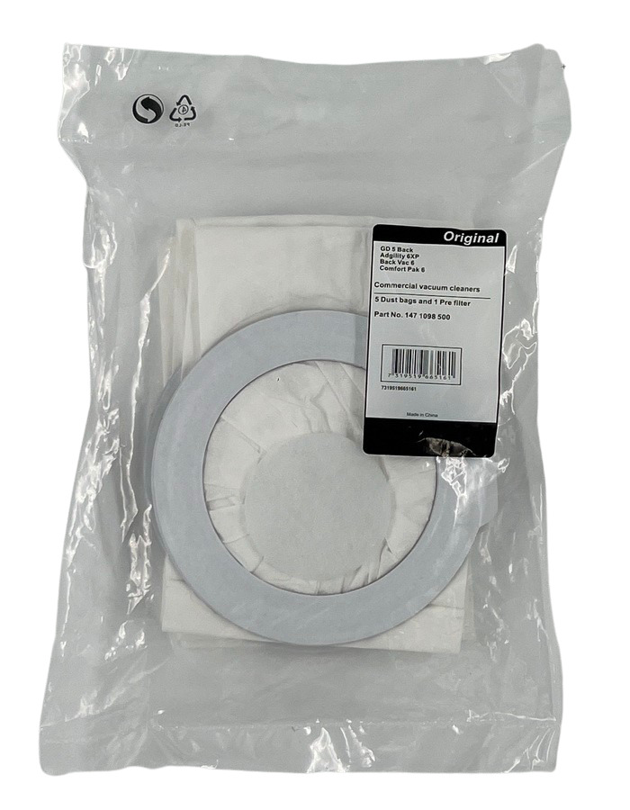 Nilfisk Accessoires 147 1098 500 Stofzuigerzakken set 5 liter – verpakking van 5 stuks