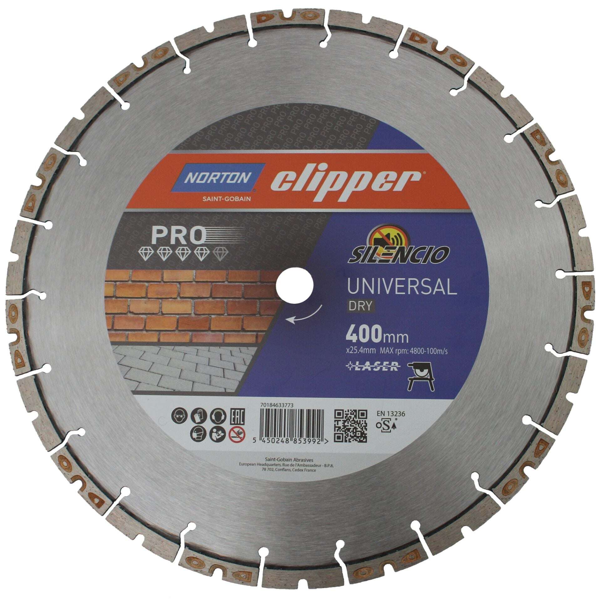 Norton Clipper 70184635032 Pro Universal Silencio Dry Fast Cut Ø 400 x 25,4 x 2,8 mm