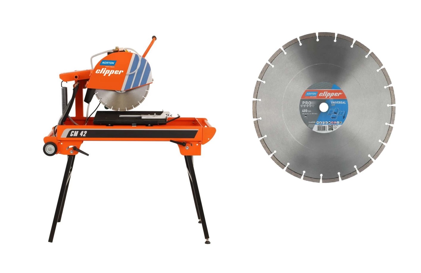 Norton Clipper 70184647620+70184610679 CM42 Steenzaagmachine + Pro Uni Diamantzaagblad 400x25.4 mm