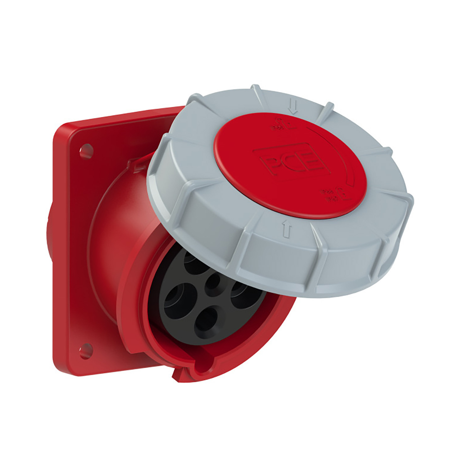 PCE 107871 CEE inbouw Wandcontactdoos schuin 63A 5p 400V 6h rood
