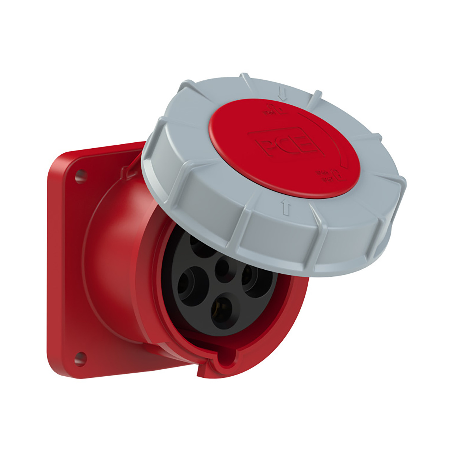 PCE 103075 CEE inbouw Wandcontactdoos recht 63A 5p 400V 6h rood
