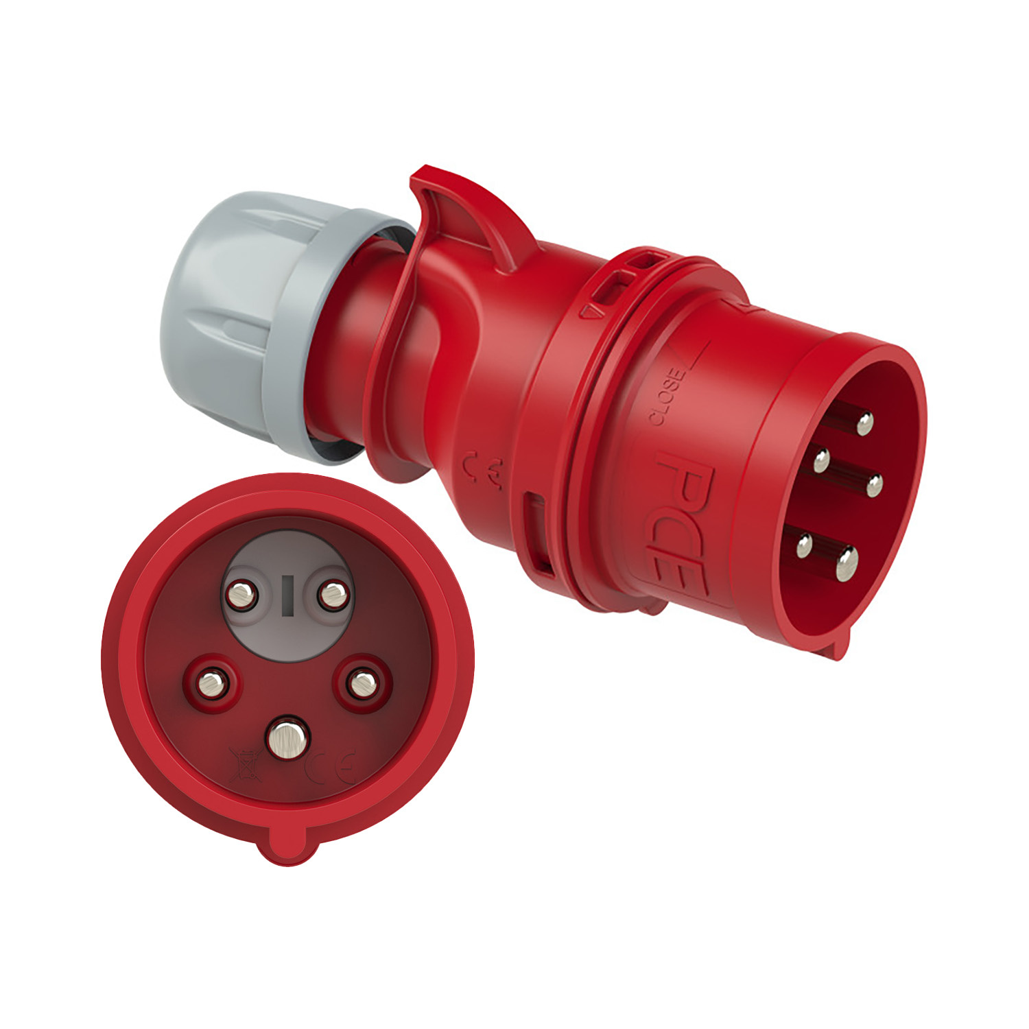 PCE 103967 Fasenwisselaar CEE stekker 16A 5p 400V 6h rood