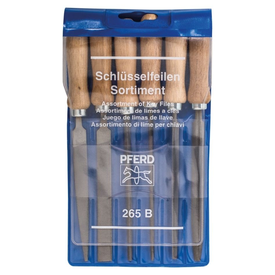 Pferd 11706100 Sleutelvijlenset met houten hecht 6-dlg. 100 mm kap 2 voor filigrane vijlwerkzaamheden