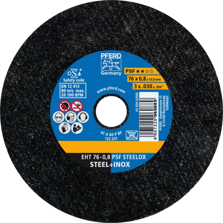 Pferd 65508109 Doorslijpschijf EHT 76x0,8x10 mm recht universele lijn PSF STEELOX voor staal/edelstaal