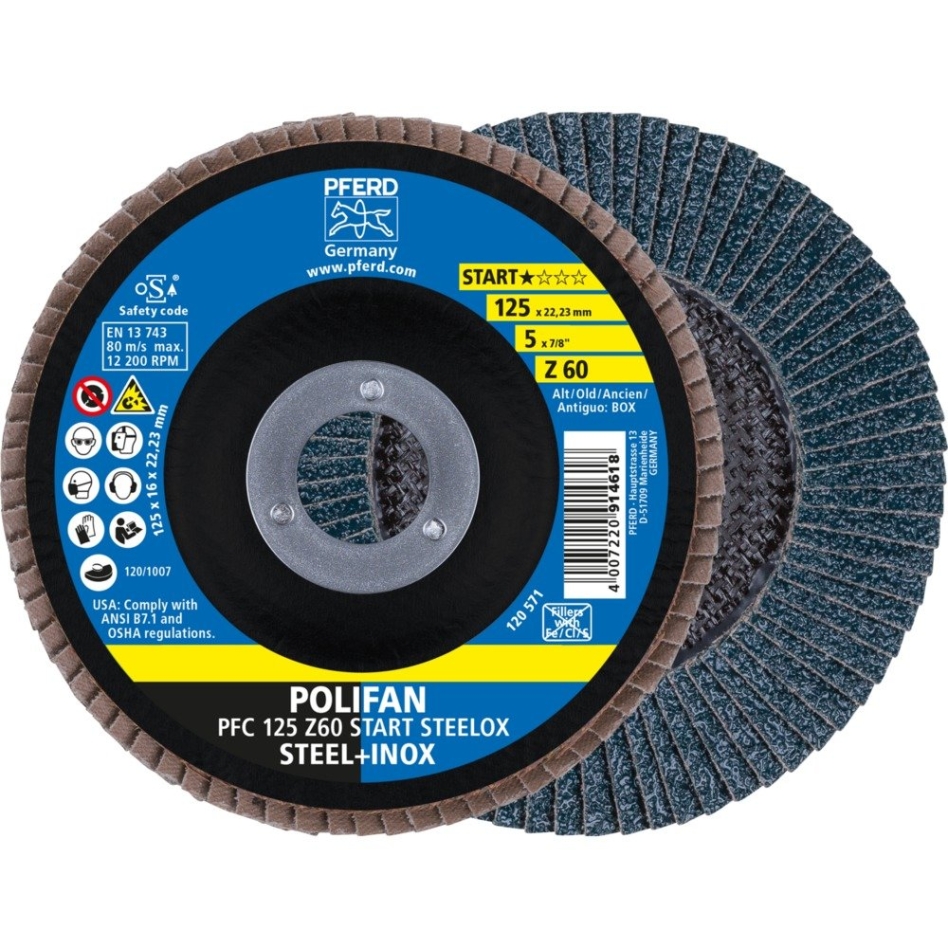 Pferd 69300935 POLIFAN lamellenschijf PFC 125x22,23 mm conisch Z60 startlijn START STEELOX staal/edelstaal