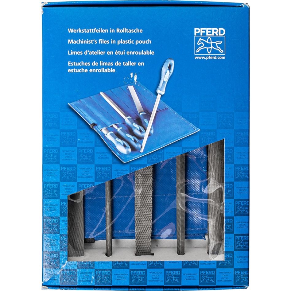 Pferd 11801520 Werkplaatsvijlen/-raspenset 5-dlg. in roletui 200 mm voor grove verspaning