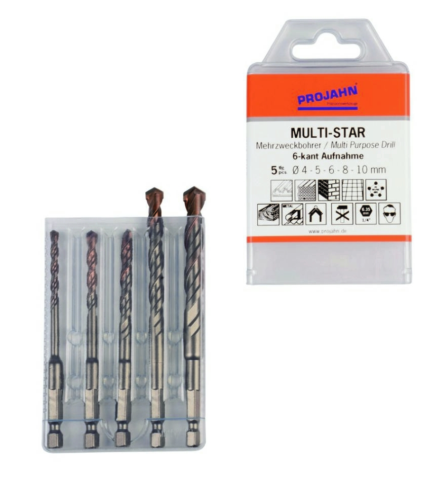 Projahn 57005 Multi-Star Multiborenset 5 delig. Zeskant 4, 5, 6, 8, 10 mm