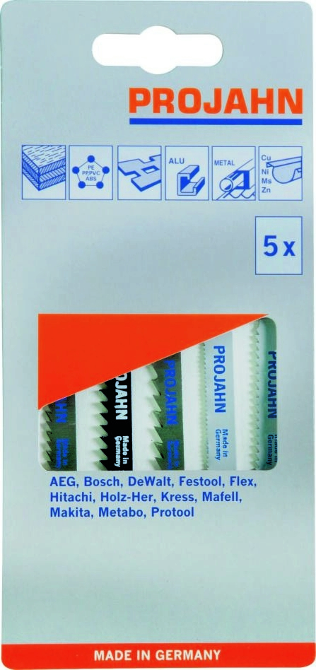 Projahn 63008 assortiment decoupeerzaagbladen 5 stuks. Allround inhoud 1 stuk elk: 63122, 63101, 63124, 63201, 63202