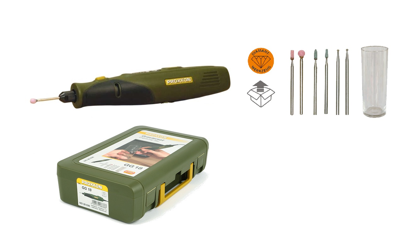 Proxxon 28636 GG 18 Graveersapparaat 230V + Accessoireset en proefglas in koffer