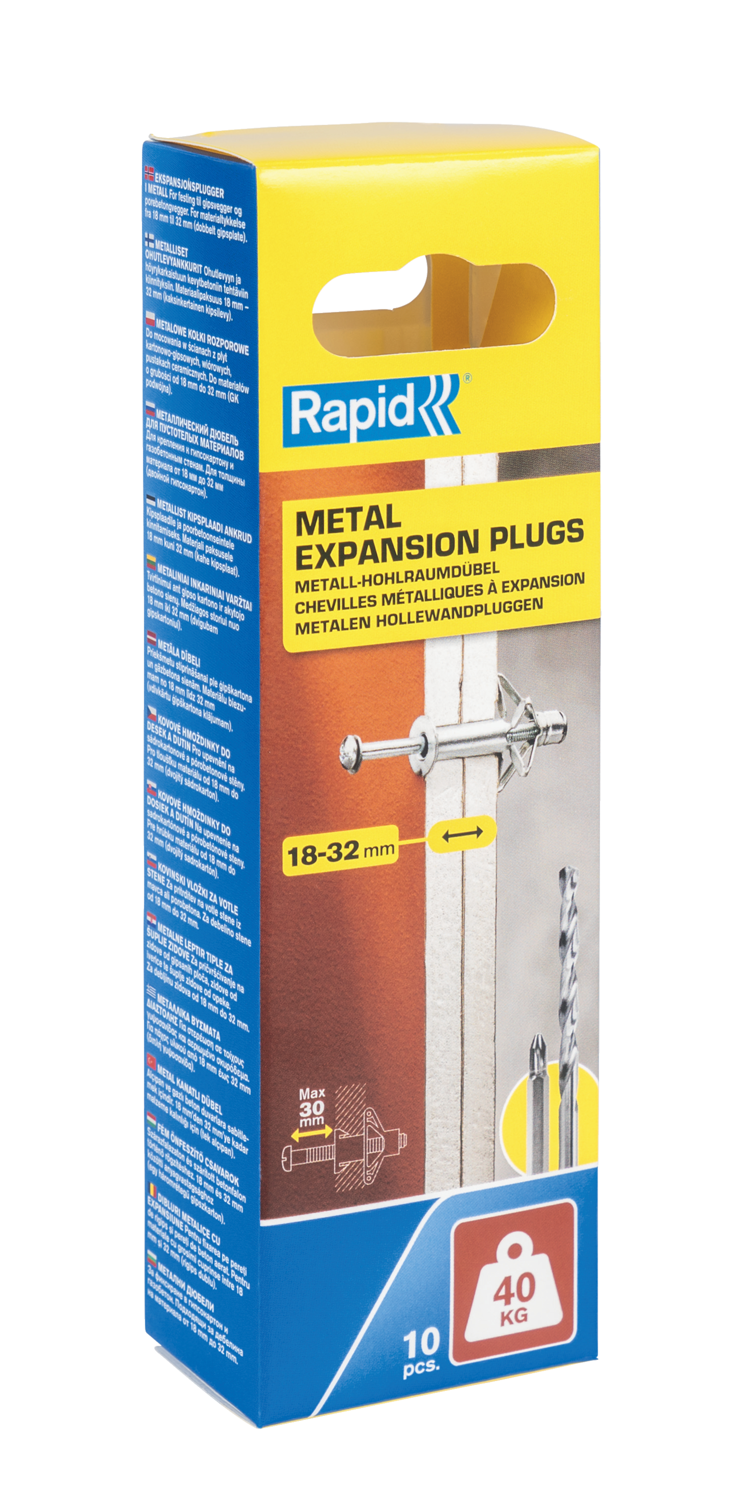 Rapid 5001551 Hollewandplug voor 18-32 mm plaatdikte, 40 kg draaggewicht