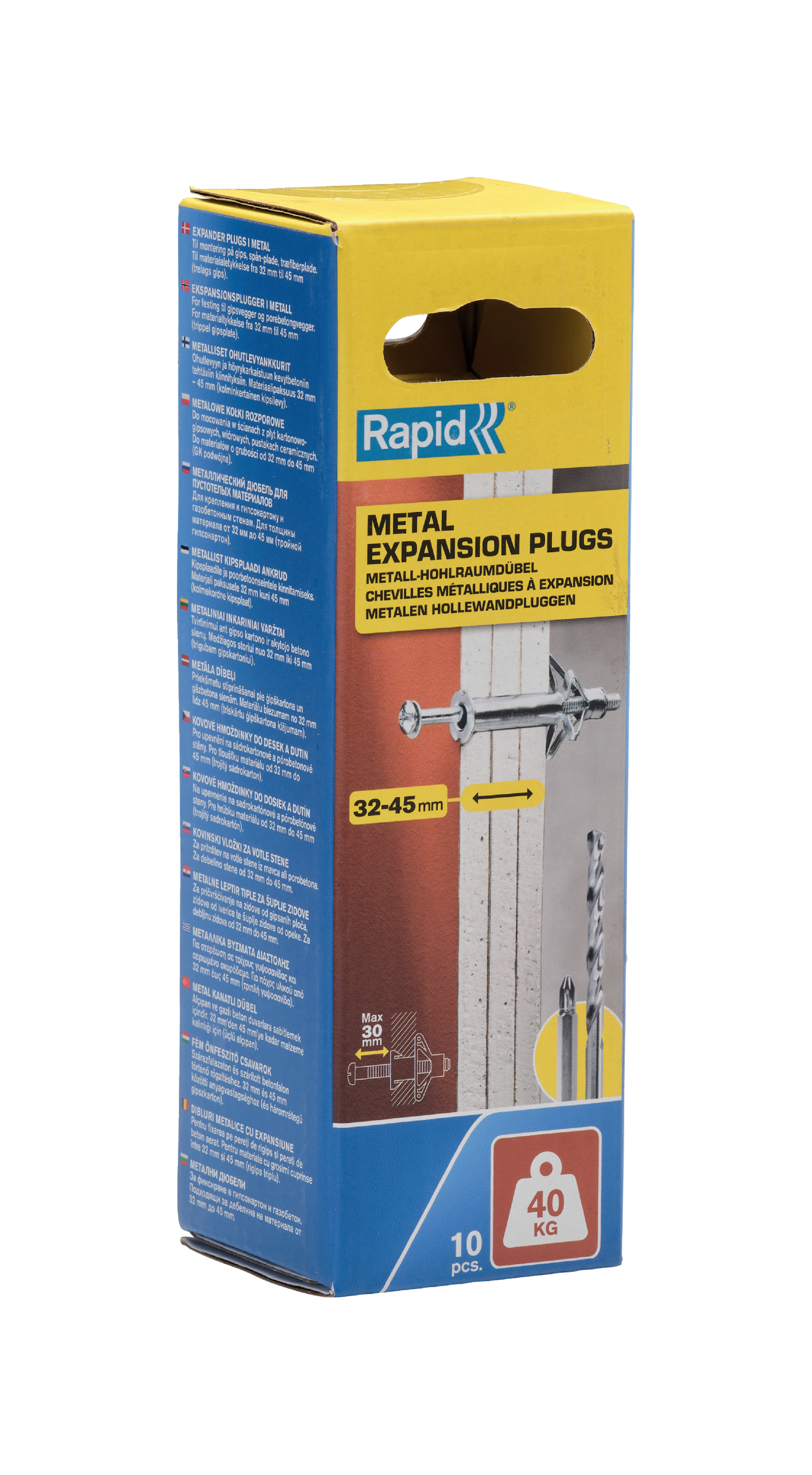 Rapid 5001552 Hollewandplug voor 32-45 mm plaatdikte, 40 kg draaggewicht