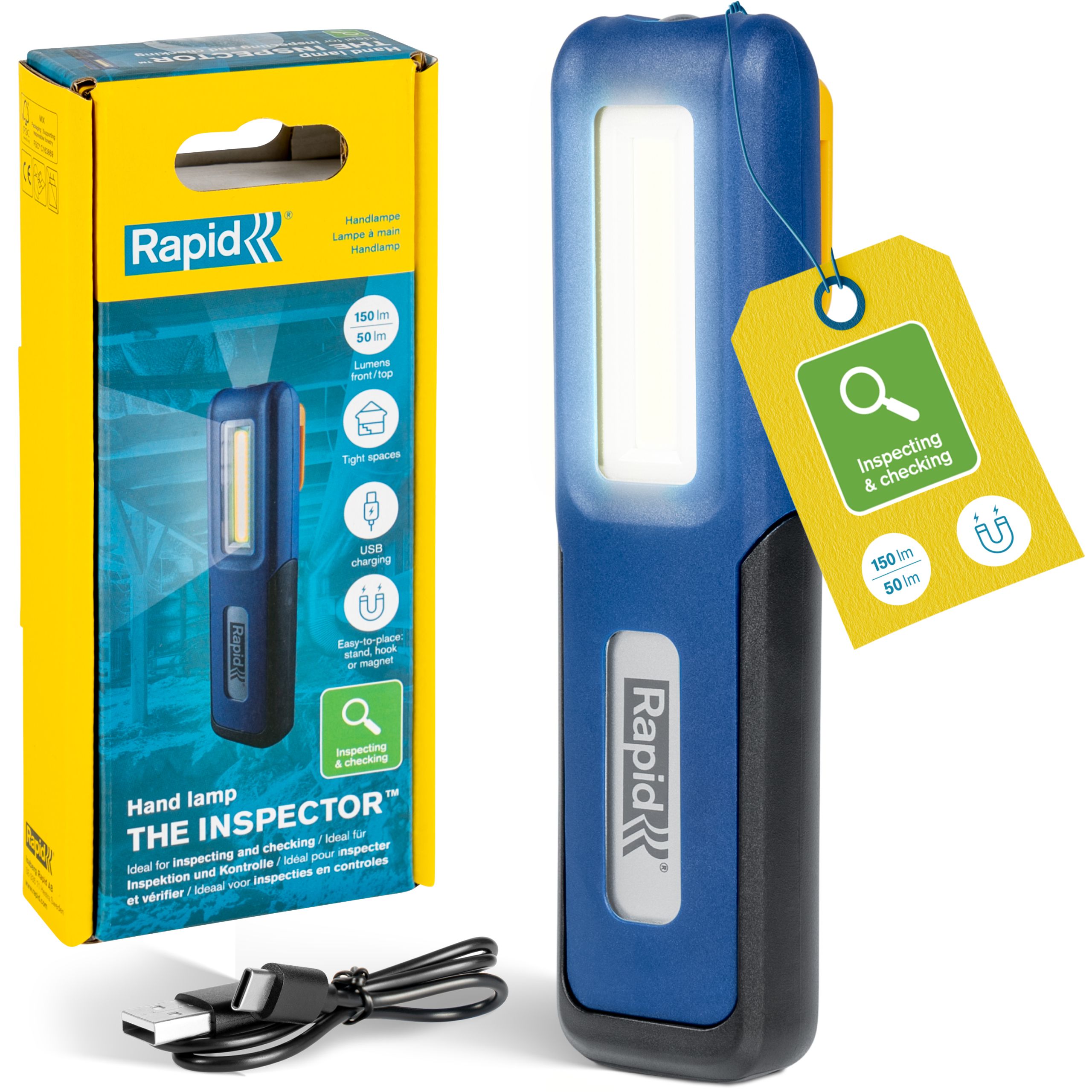 Rapid 5001732 The Inspector LED-zaklamp 150lm IP42 3.6V Li-ion met USB-C lader