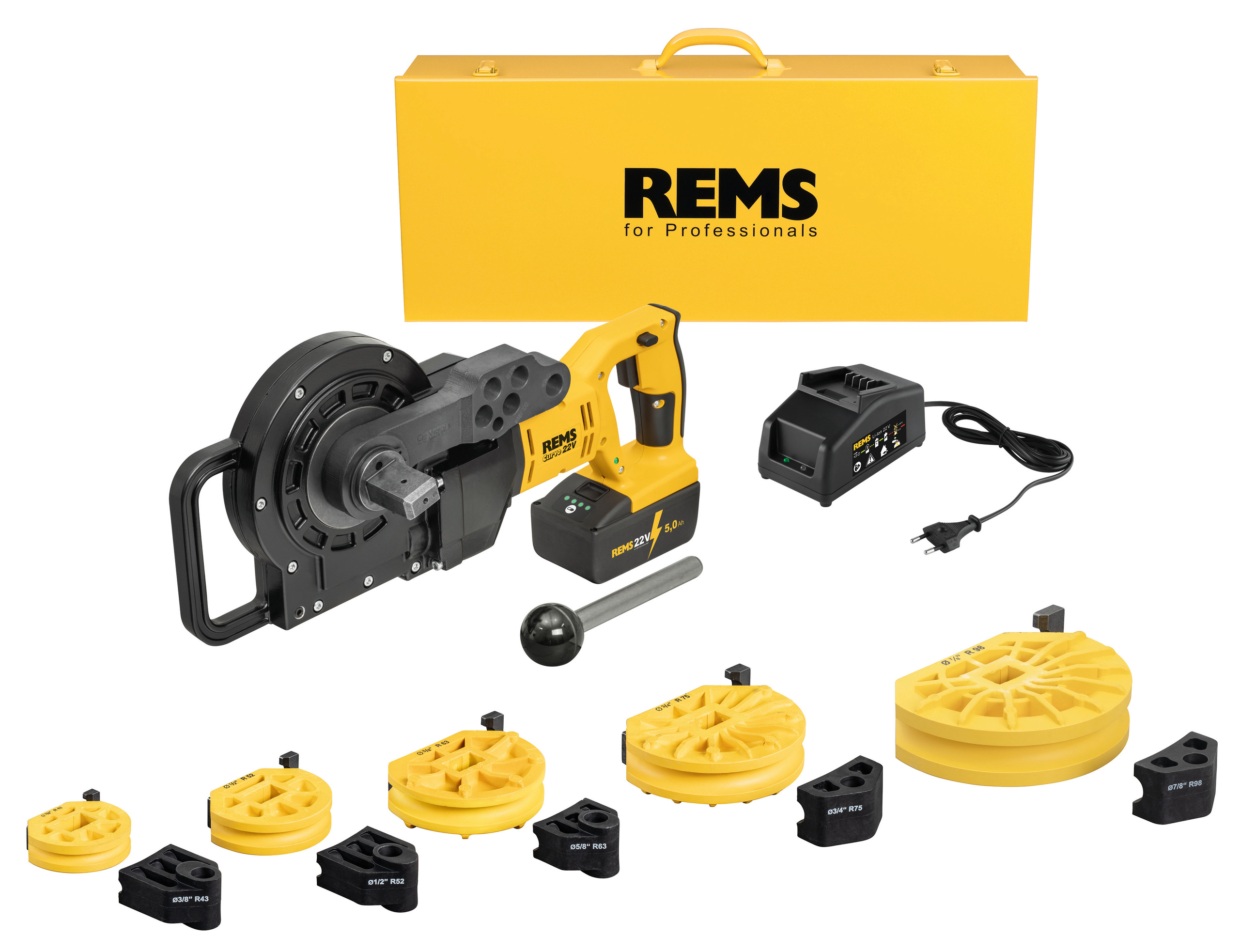 Rems 580066 R220 Akku-Curvo 22V Set 3/8-1/2-5/8-3/4-7/8"   
