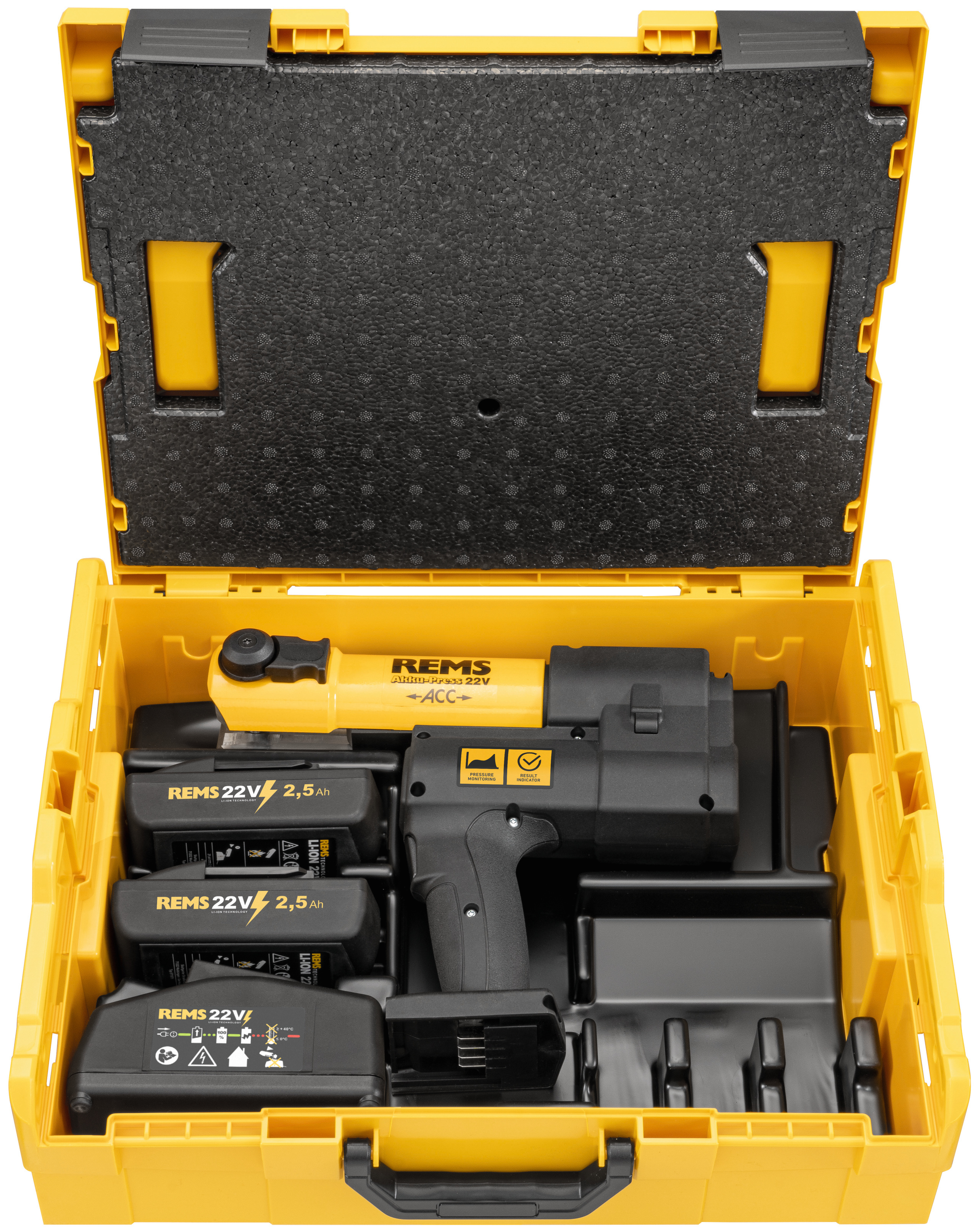 Rems 576013 R220 Accu-Perstang 22V Basis-Pack+ 2x 2.5Ah accu's en snellader in L-Boxx