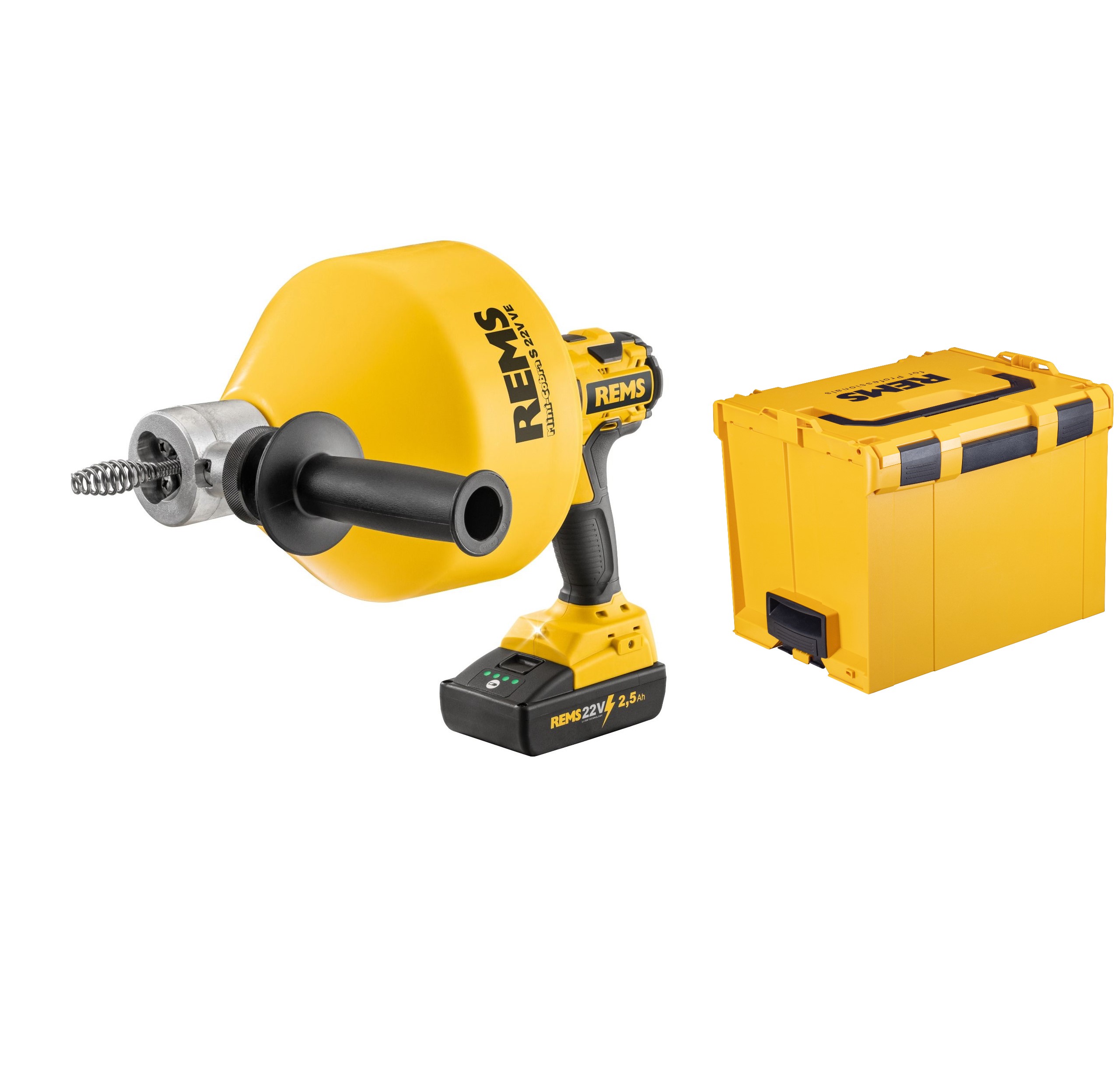 Rems 170027 R220 Mini-Cobra S 22V VE SET Accu Ontstoppingsapparaat 22V 2,5Ah Li-Ion 20-50 mm in L-Boxx