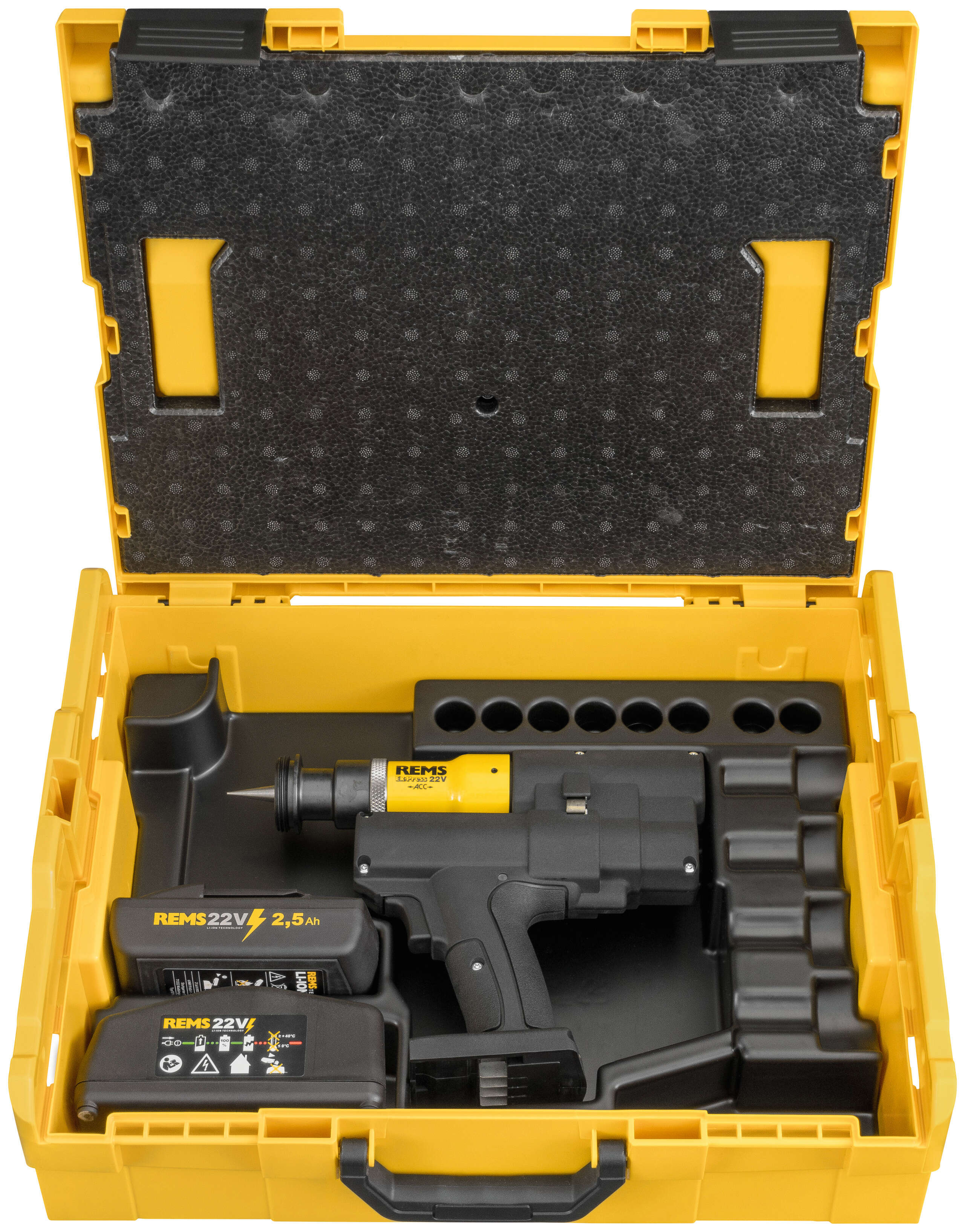 Rems 575032 R220 Ex-Press P 22V ACC Basic-Pack Accu-Buisoptrompmachine 1x 22V 2.5Ah accu en snellader in L-Boxx